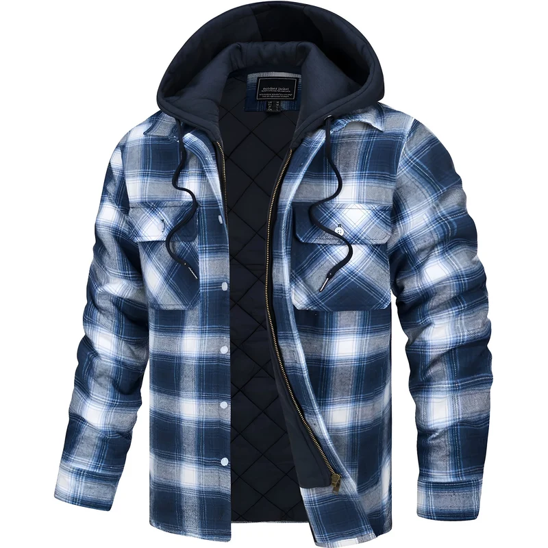 Heren Geruite Jas met Capuchon - Stijlvol & Warm