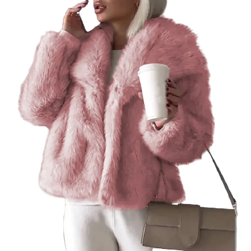 Kort Dames Jasje Trendy Imitatiebont voor Herfst en Winter