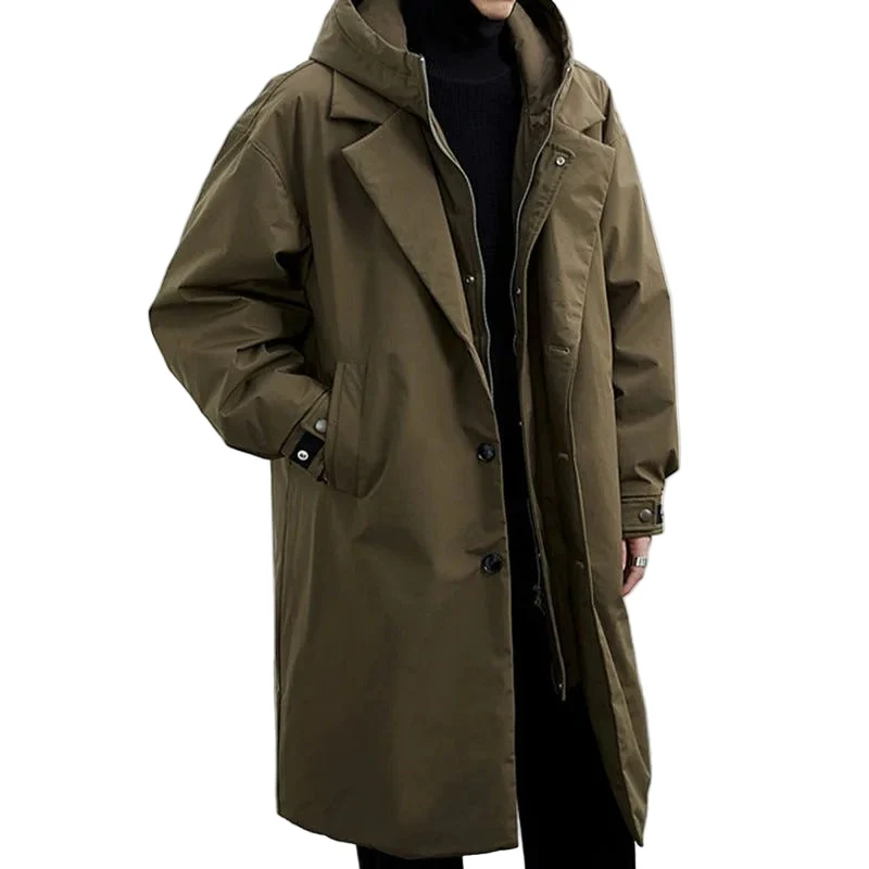Heren Trenchcoat Lange Pufferstijl