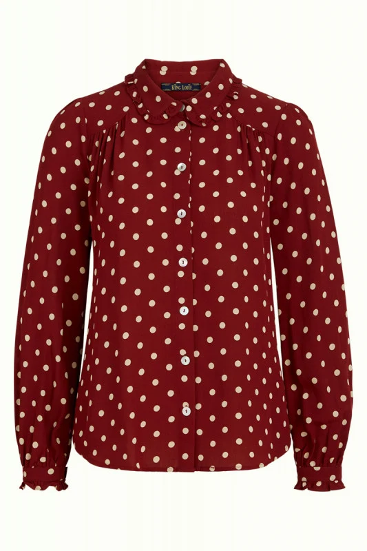 Stippenblouse van duurzame viscose | King Louie Sophia blouse Pablo merlot brown