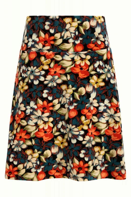 A-lijn bloemenrokje | King Louie border skirt lovell black