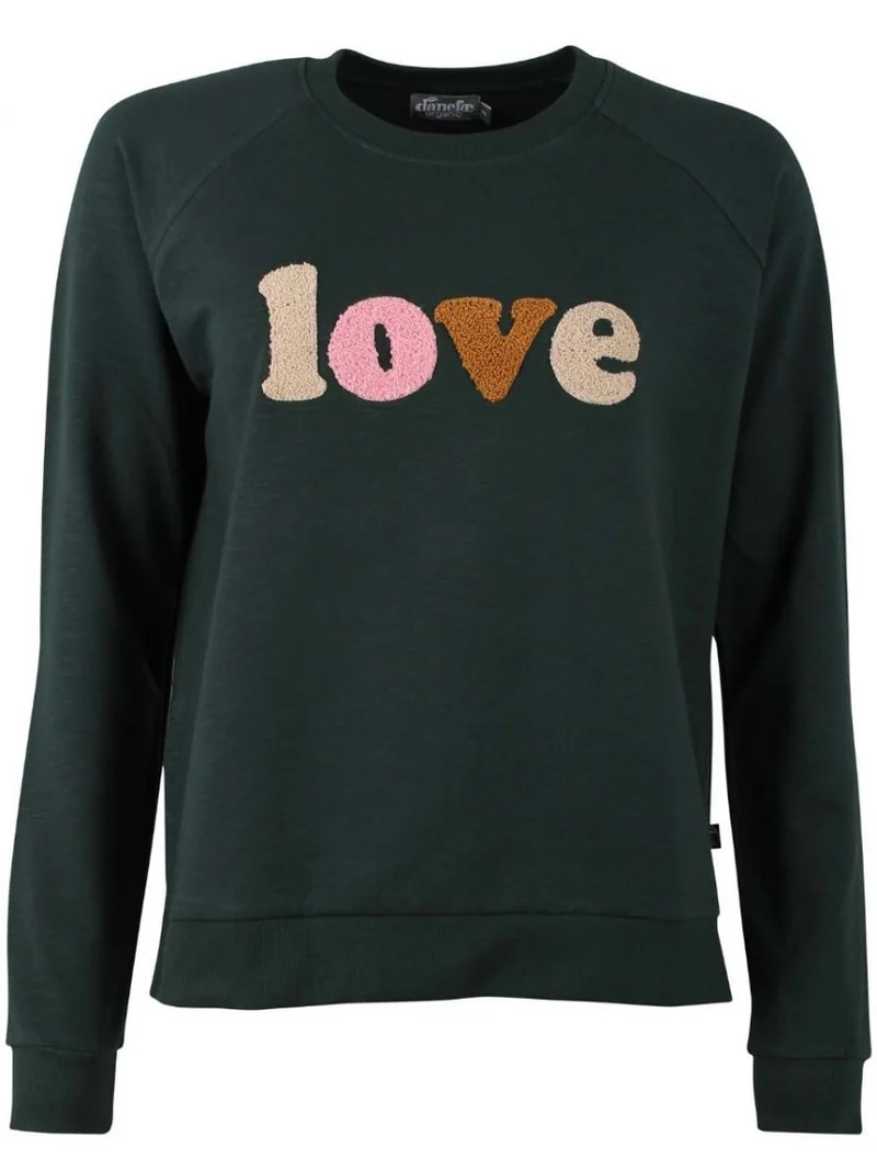 Groene trui van biologisch katoen | Danefae Klausen sweat organic black green love