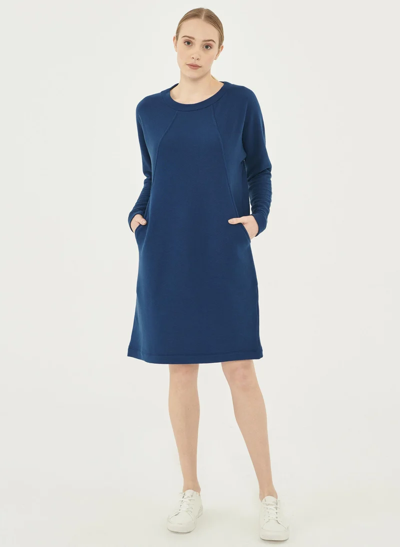 Blauwe jurk met zakken | Organication women's sweat dress navy
