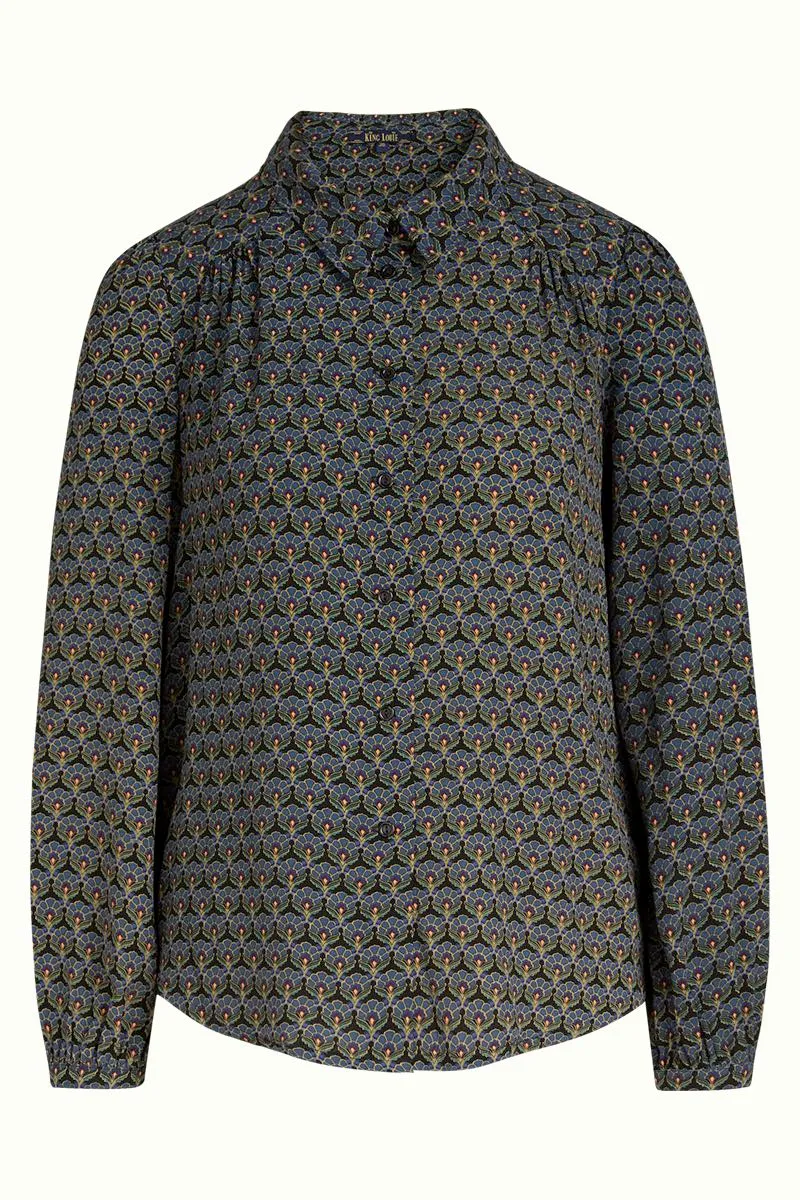Blouse met kraag | King Louie Carina blouse muffin tile blue