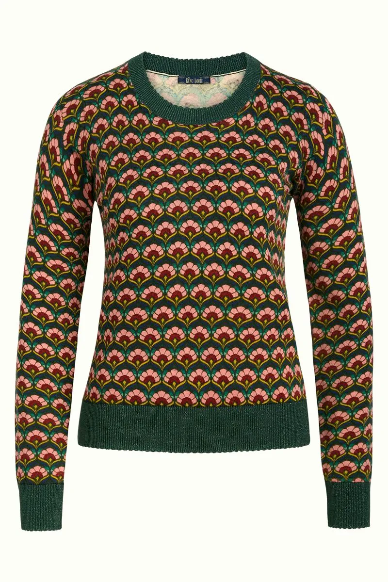 Gebreide trui met grafische print | King Louie Agnes top muffin sycamore green