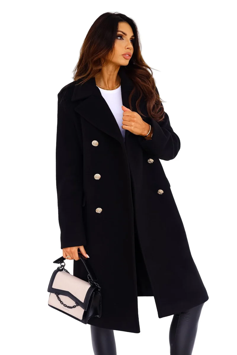 Dames Winterjas Trenchcoat Met Dubbele Rij Knopen
