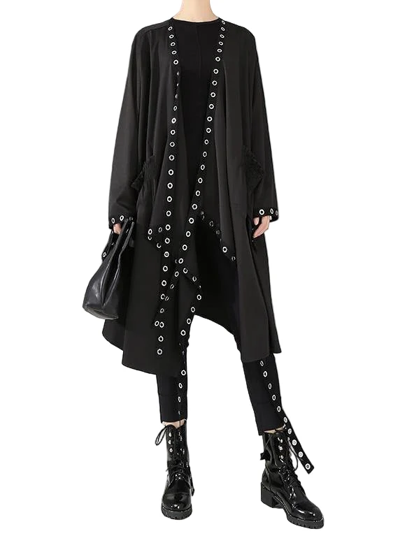 Dames Winterjas Cape-Stijl Effen Zwart