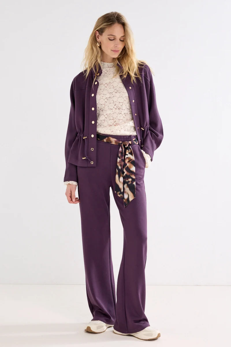 Broek Trousers Scarf Aubergine Noir C07-22-101