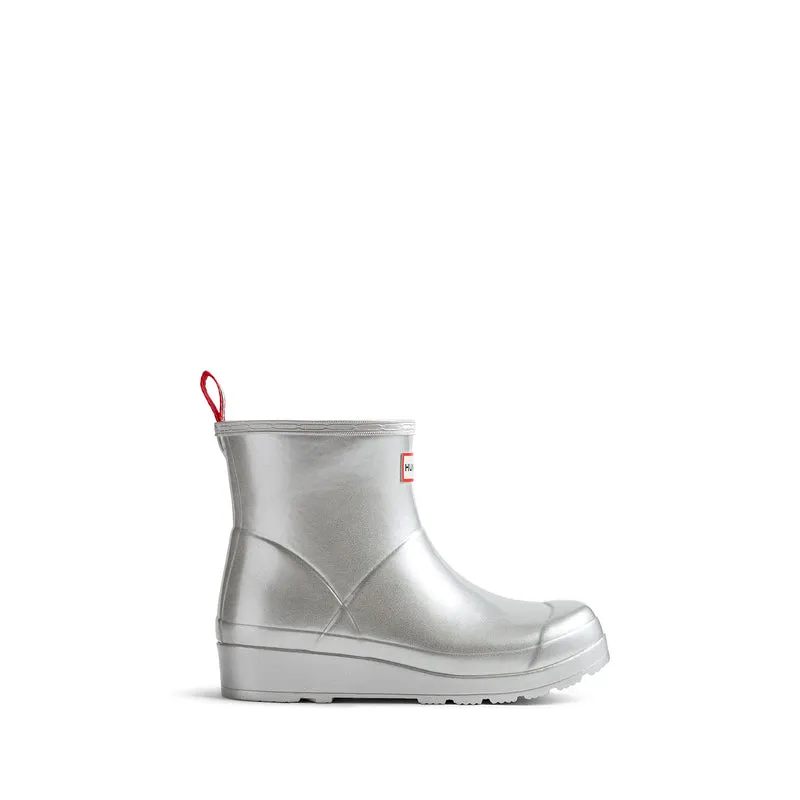 Women's Play Short Wellington Boots Metallic Silver