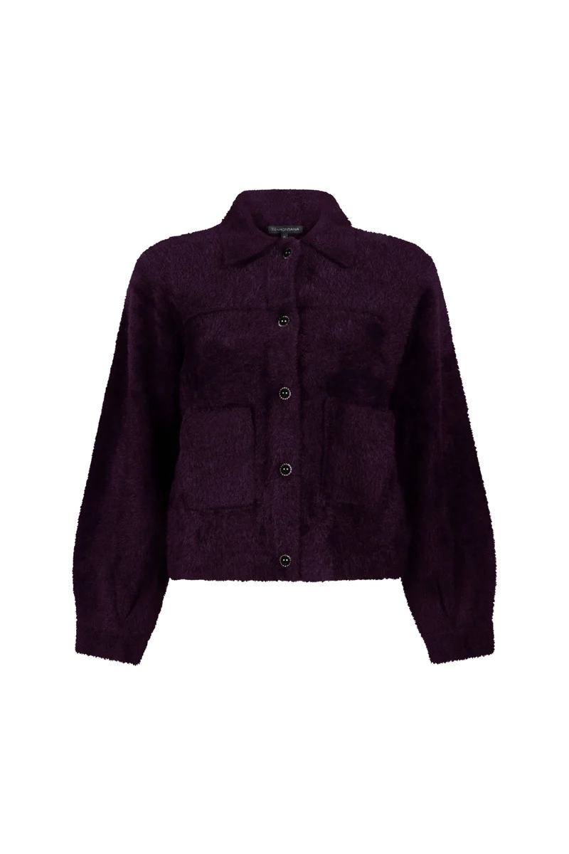 Vest Feather Yarn Aubergine Noir Q07-22-801