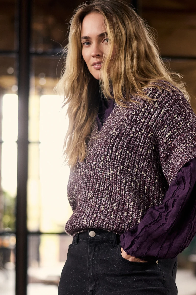 Trui Sleeveless V-Neck Deep Plum Y03-22-601