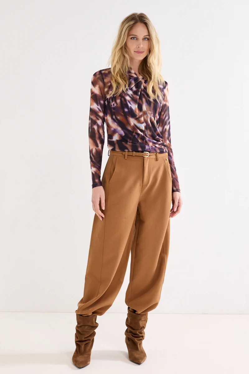 Broek Tailored Barrel Fit Cinnamon Melange C40-22-102