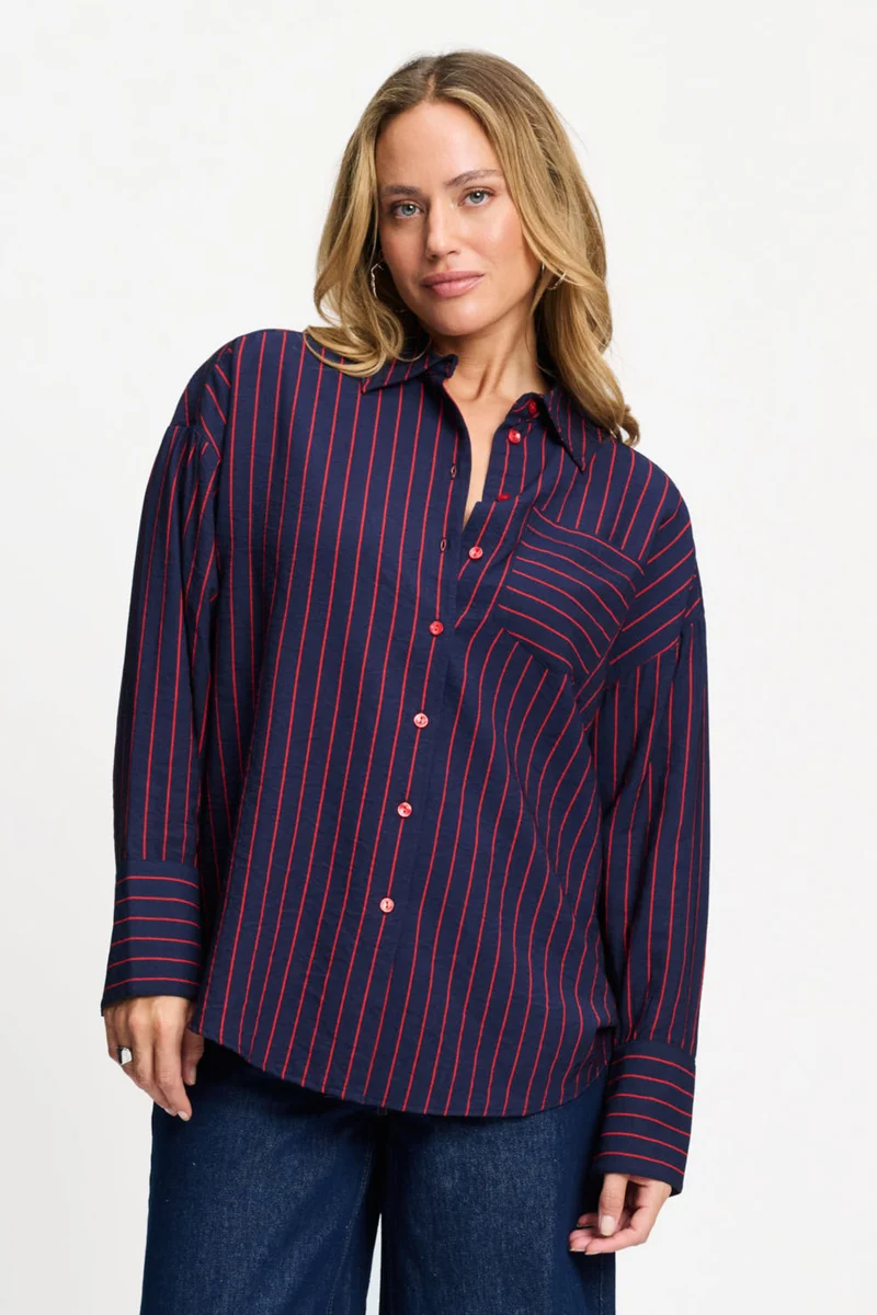Blouse Beau Twill Striped Blue SP9796