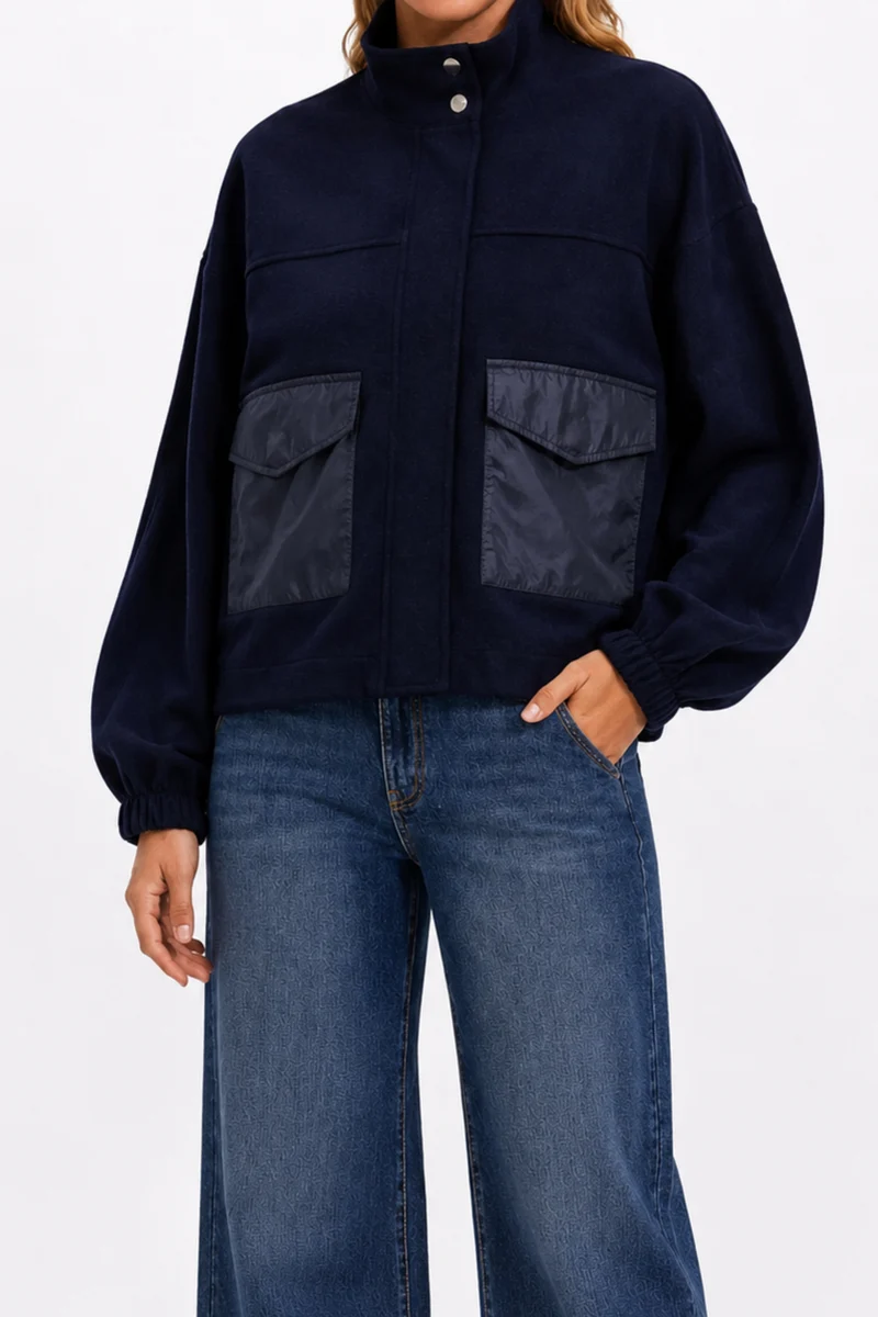 Jacket Met Rits & Zakjes Navy D500L
