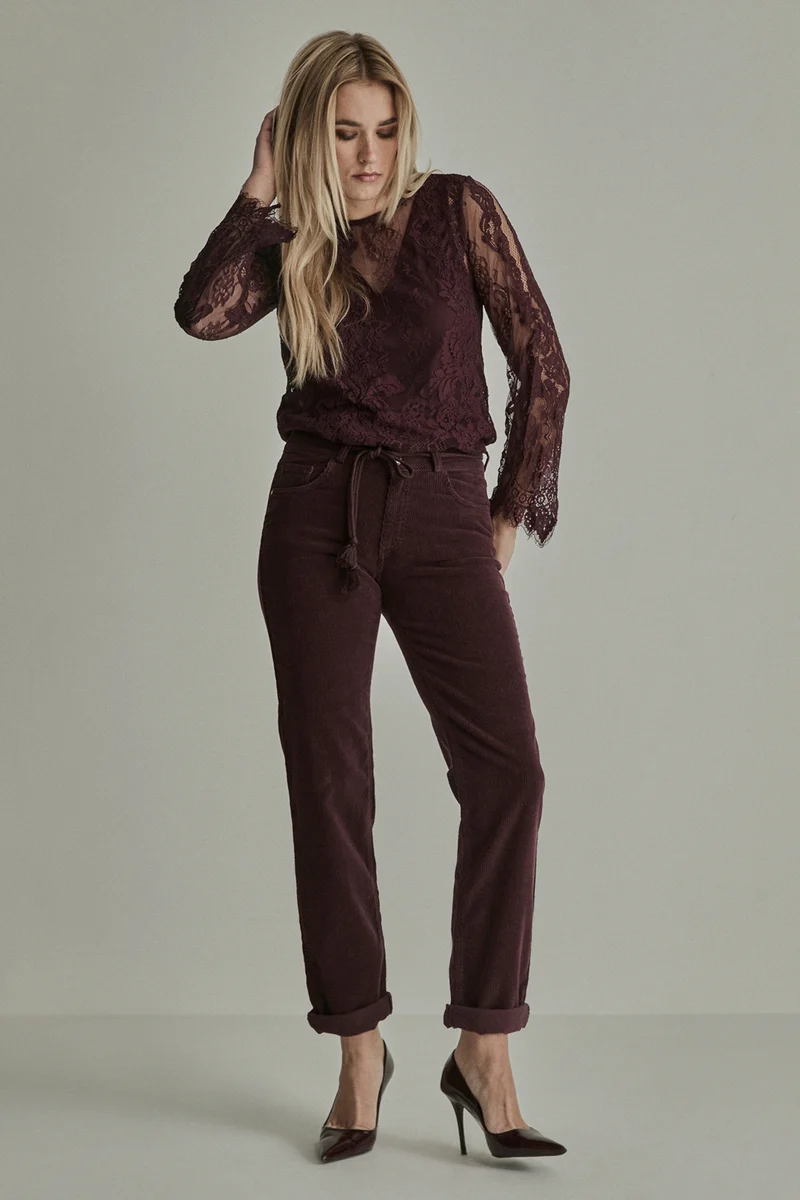 Broek Bobby Vintage Corduroy Burgundy Red FW261104091 L30
