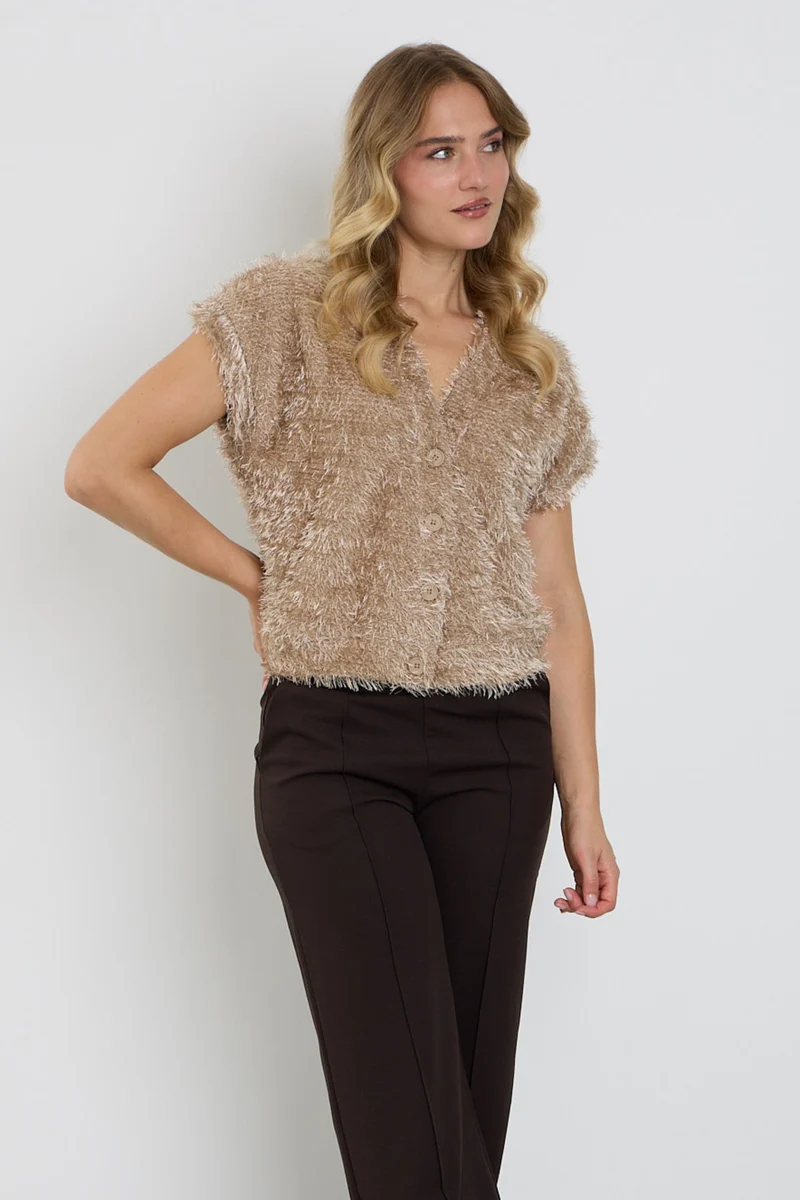 Gilet Fluffy Taupe 475606