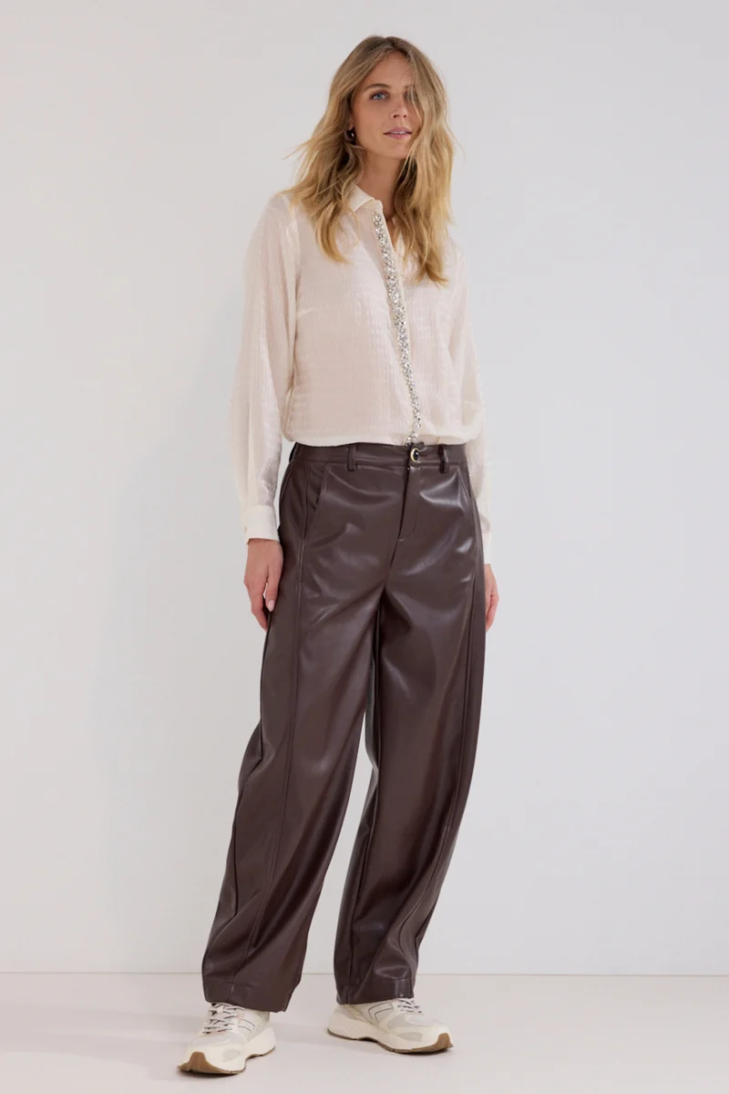Broek Barrel Fit Pu Chocolate C07-21-102