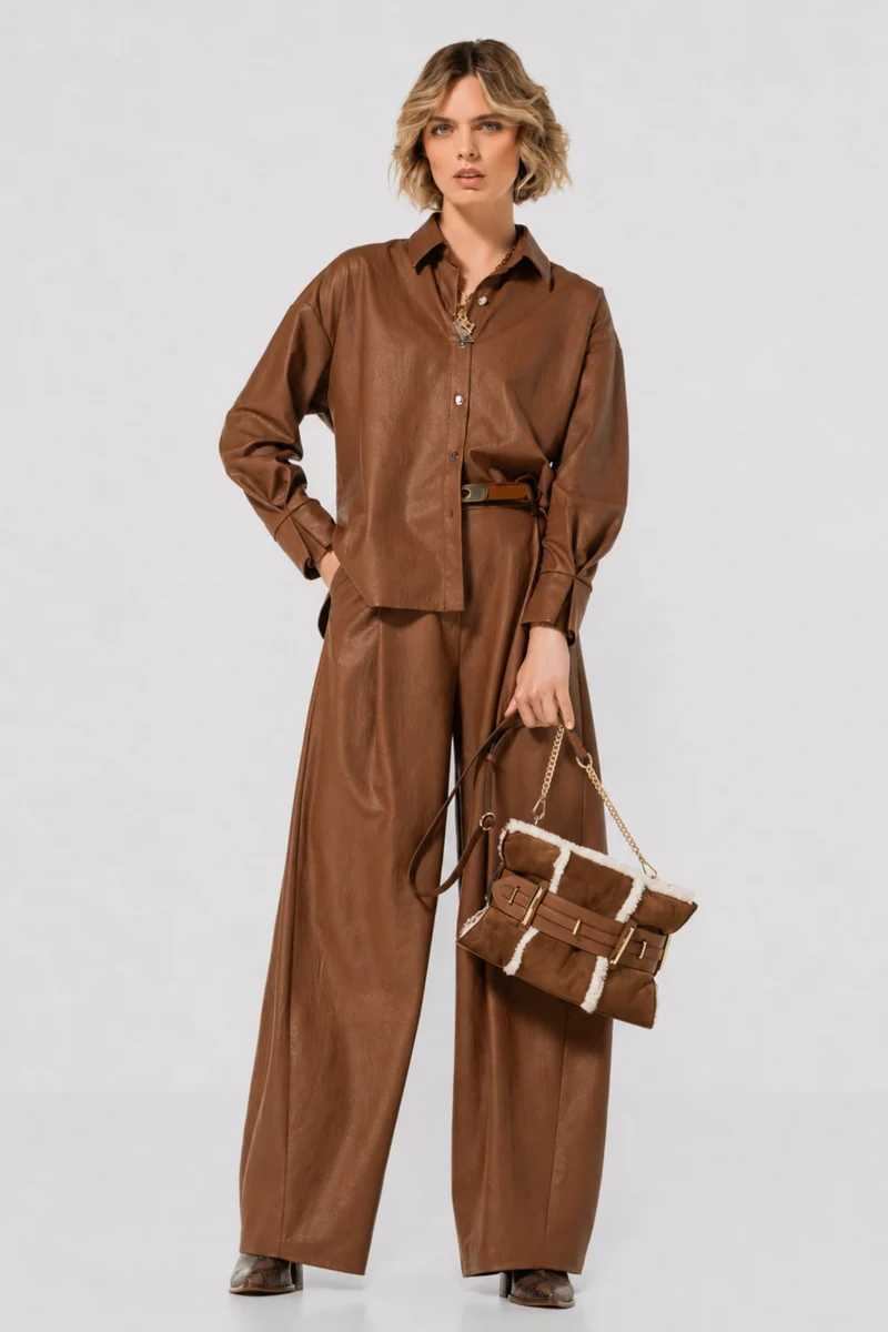 Broek Vegan Leather Caramello 4570-36