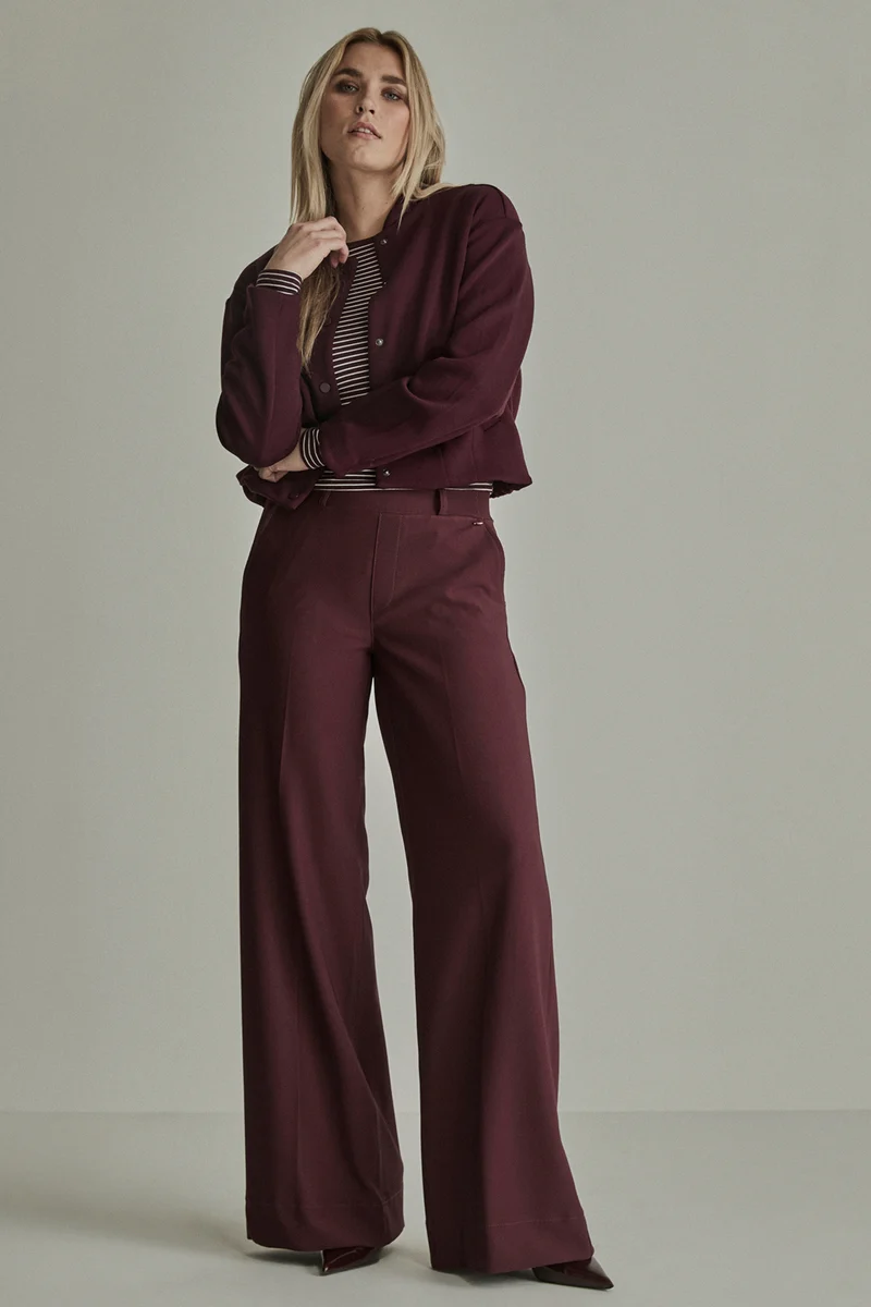 Broek Lizzy Twill Jersey Burgundy Red FW261220370 L32