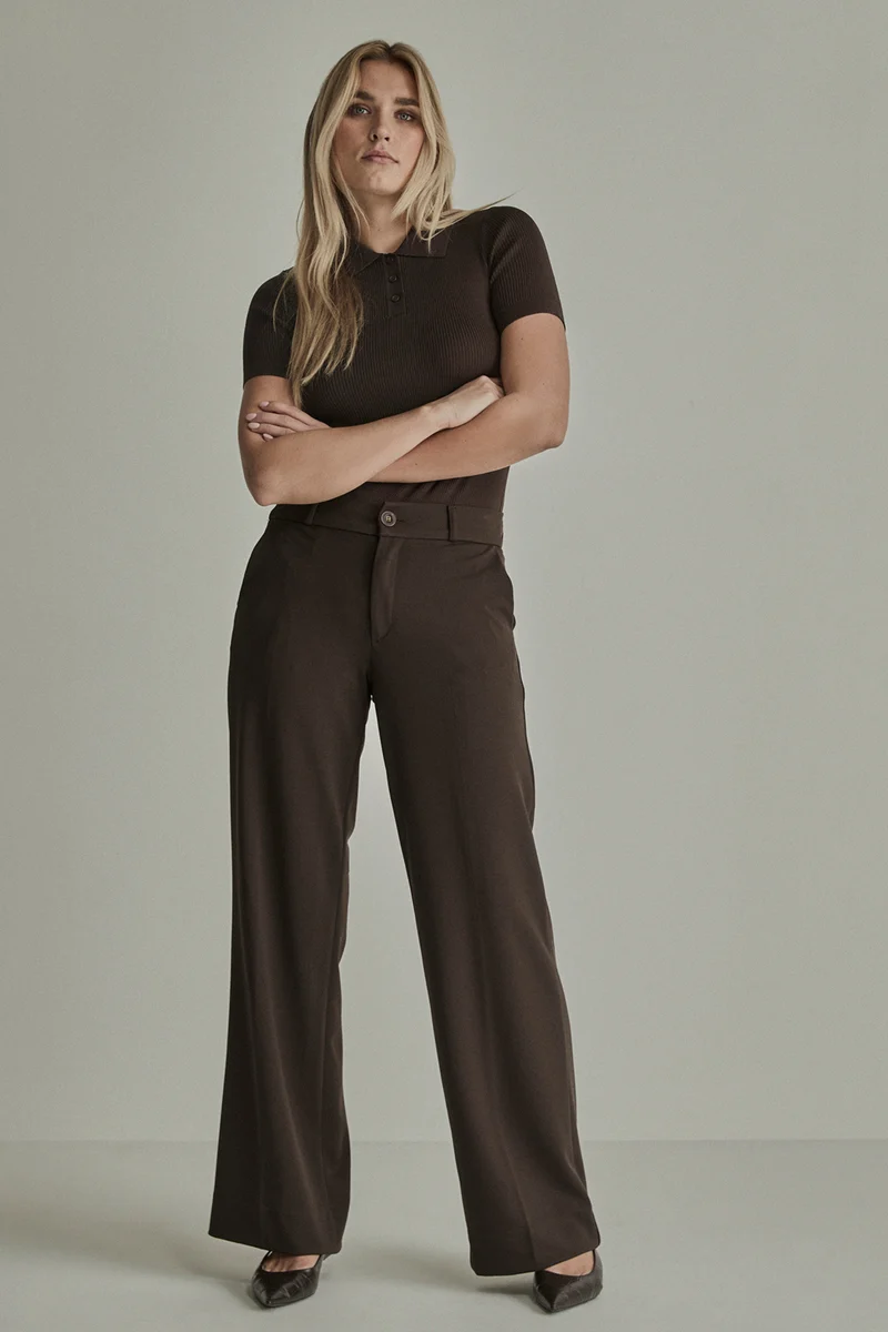 Broek Mira Elastic Crepe Deep Brown FW261199206 L32
