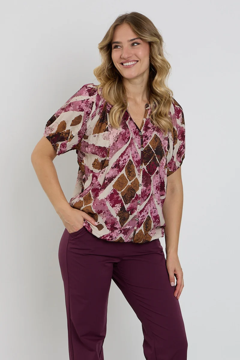 Blouse Grafische Batik Ruit Print Port 886410