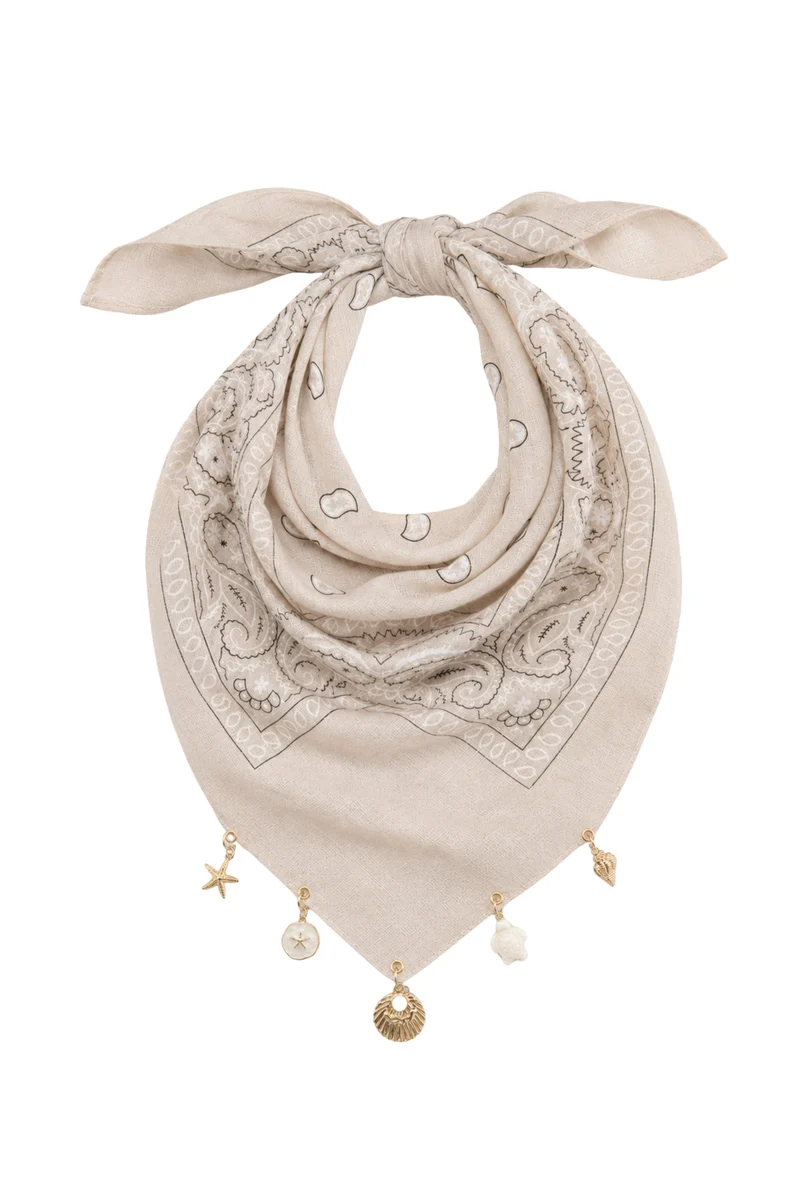 Bandana Met Bedels Beige