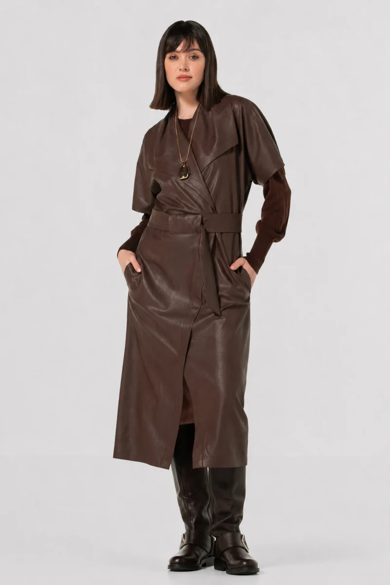 Jurk Vegan Leather Cacao 4105-32