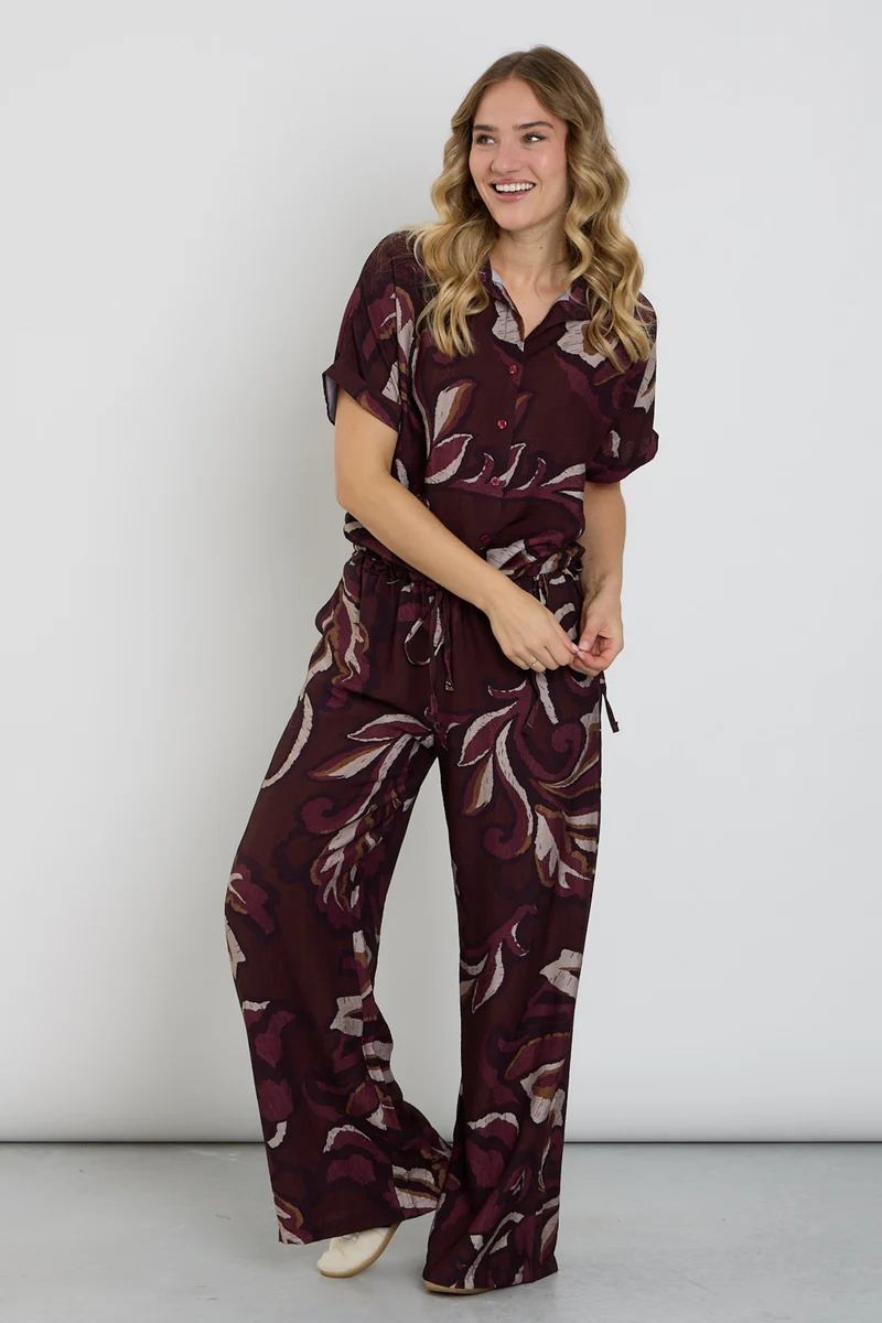Broek Palazzo Blad Print Port 503642