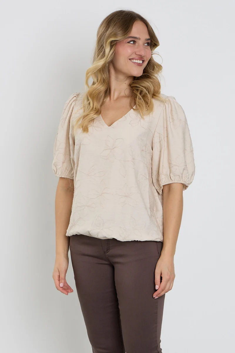 Blouse Bloemborduur Zand 127612