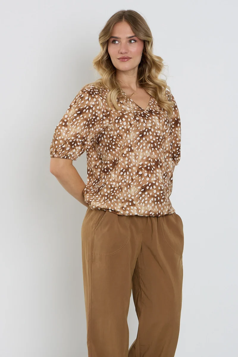 Blouse Bambi Print Camel 183626