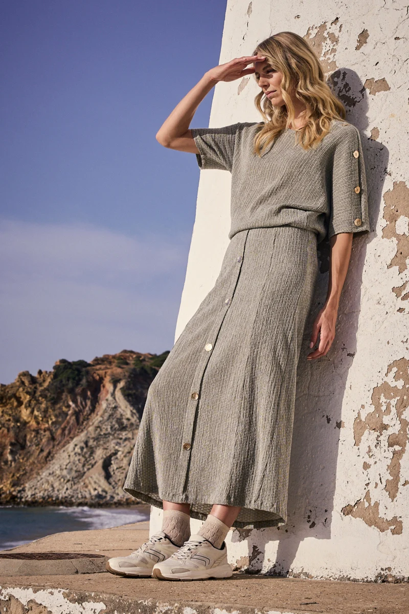 Rok Crinkled Maxi Aloe Melange E02-19-201 2