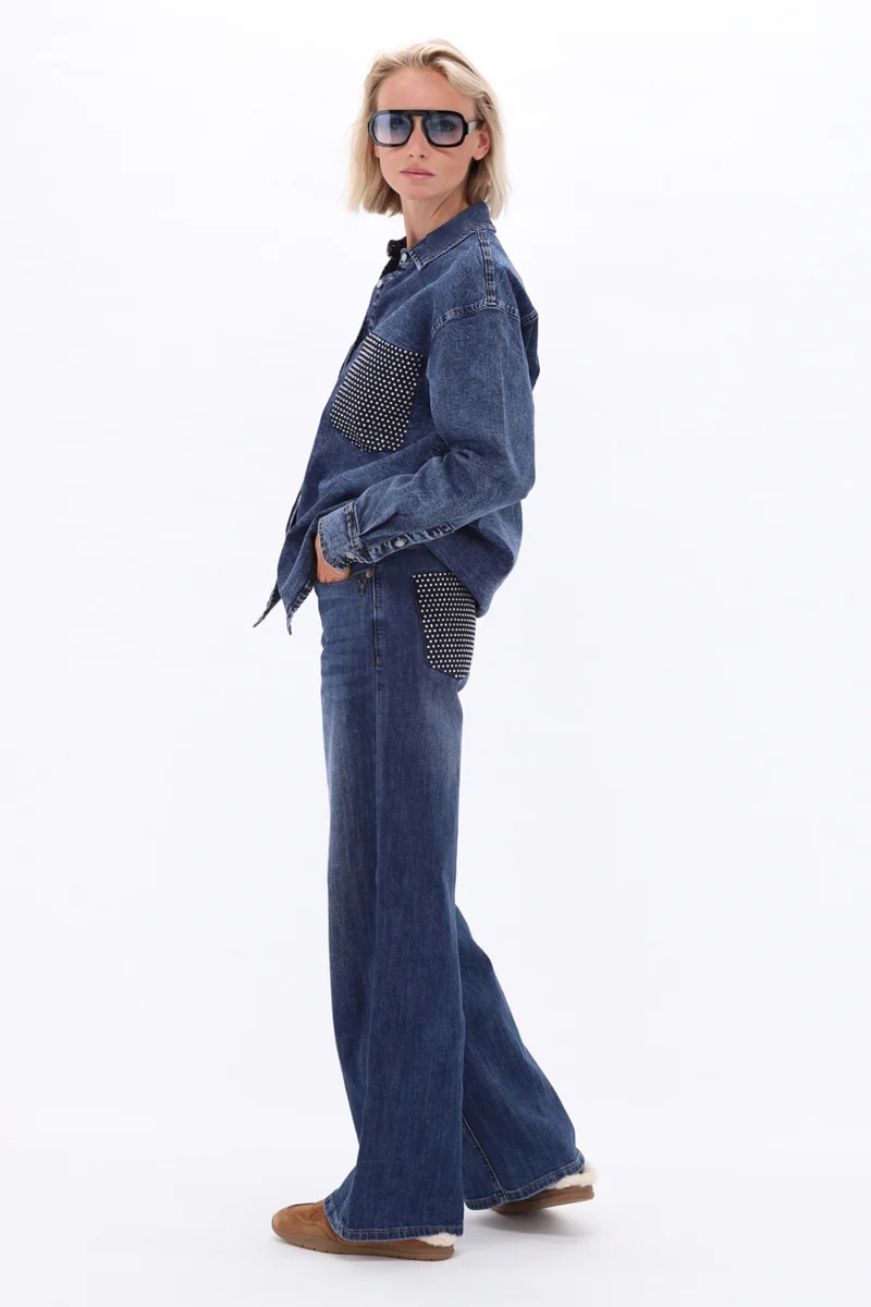 Jeans Met Strass Blue Denim D702L