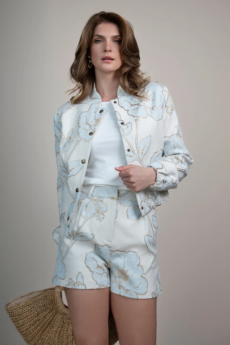 Bomber Lesley Blue Flowers