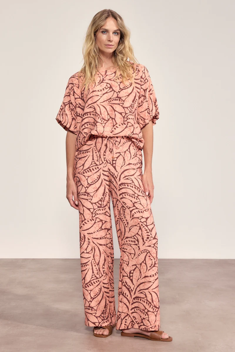 Broek Leaf Luxe Print Peach C17-20-101 3