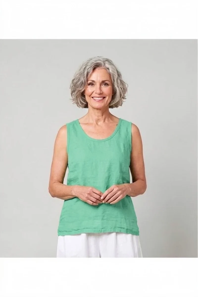 BB style - Mouwloze Linnen top - Mint groen
