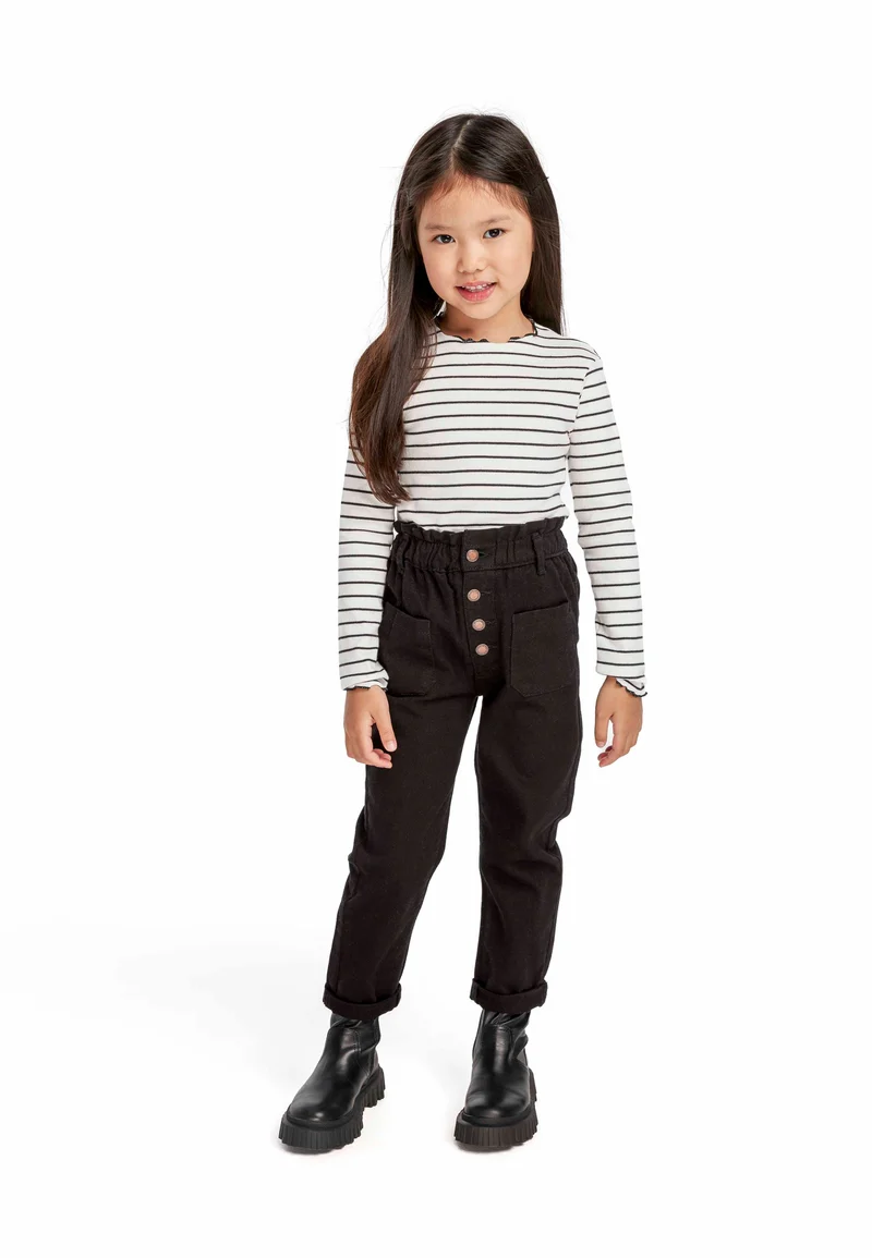 Girls' paperbag waist jeans in black