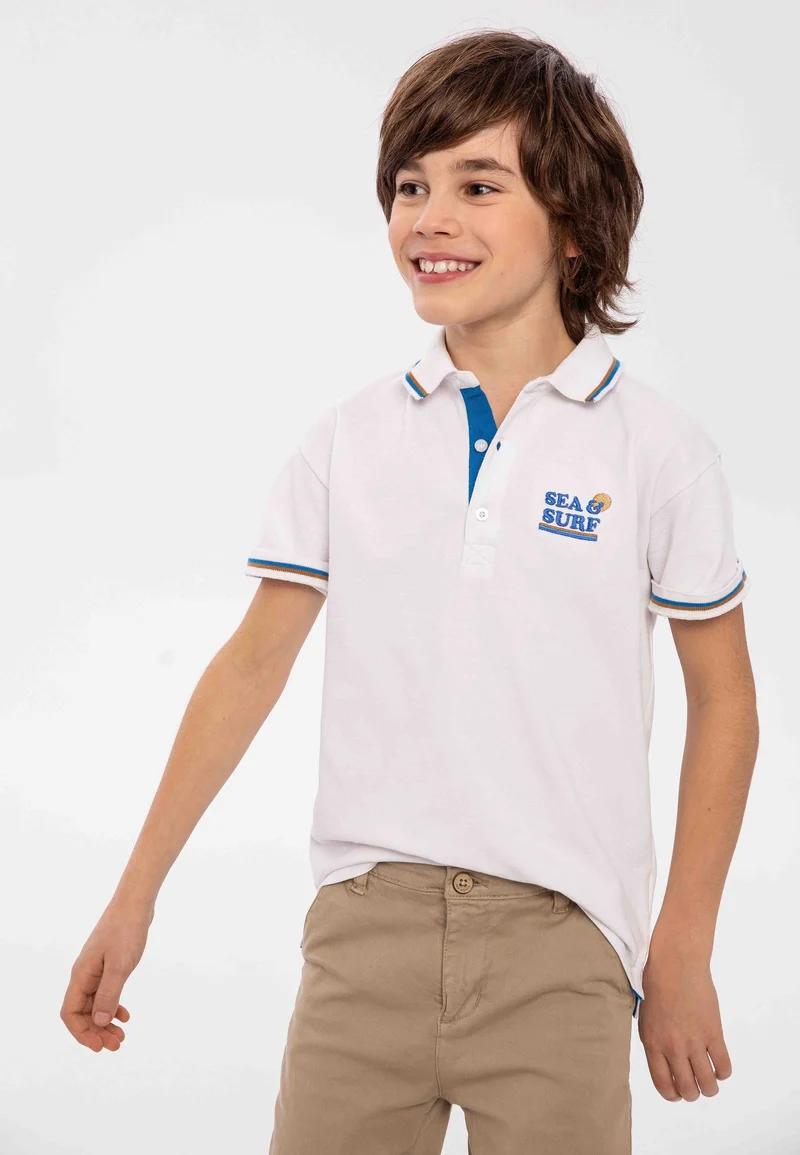 Boys' polo shirt in white