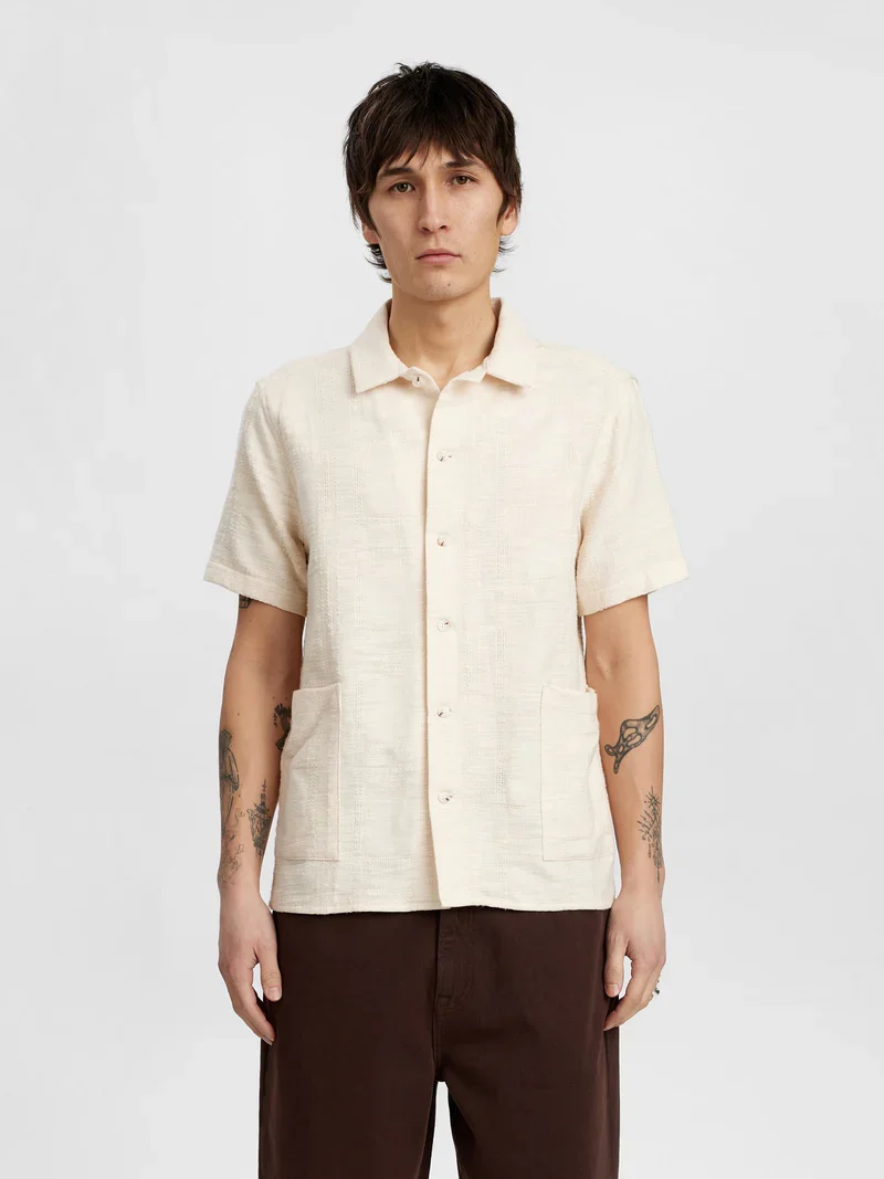 Anerkjendt akleon check pattern s/s shirt tofu