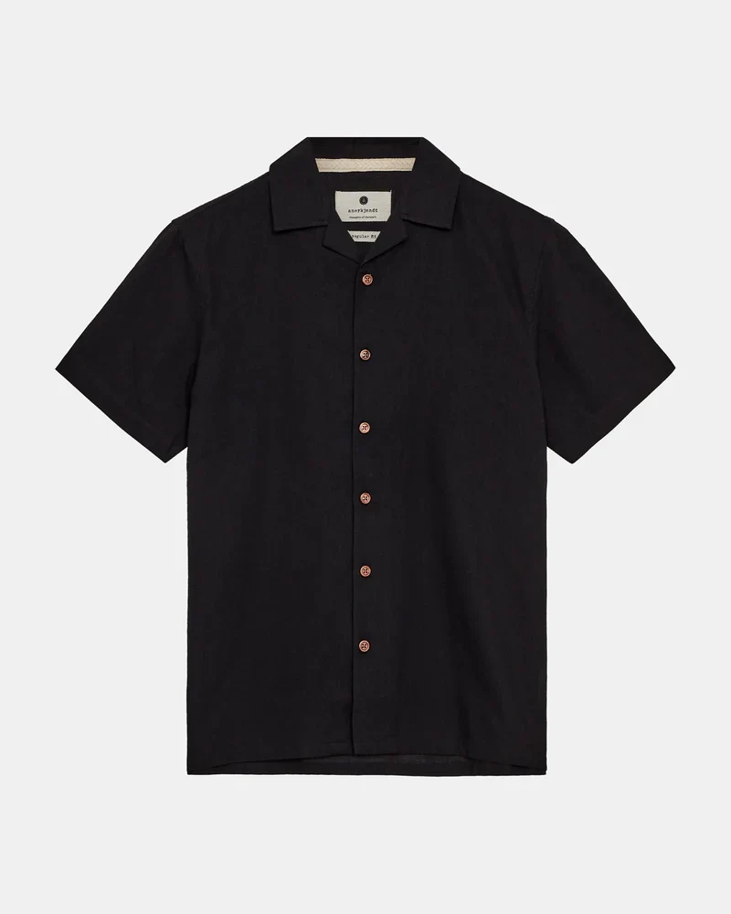 Anerkjendt akleo s/s cot/linen shirt caviar