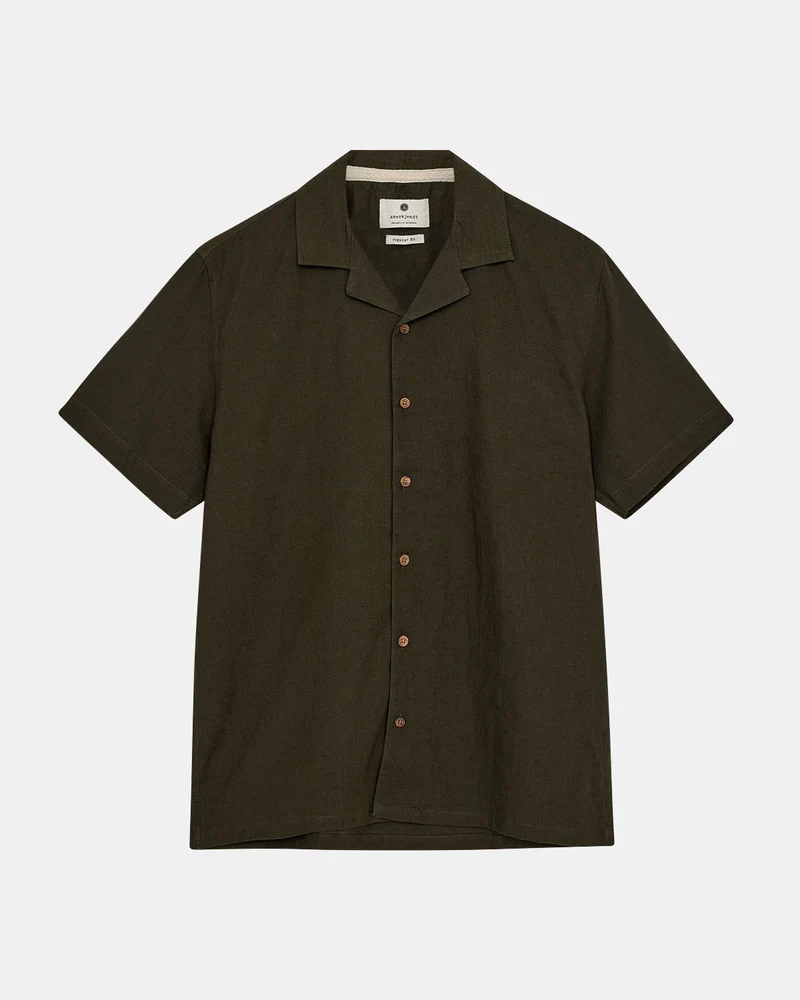 Anerkjendt akleo s/s cot/linen shirt forest night