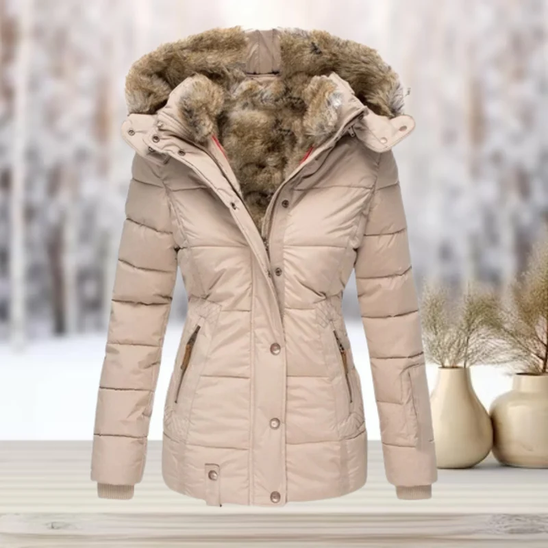 Winterjas Dames met Knoop en Ritssluiting Warme Voering en Zakken