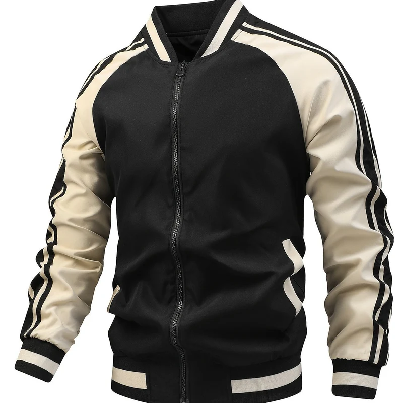 Heren Bomberjack met Ritssluiting & Retro Strepen