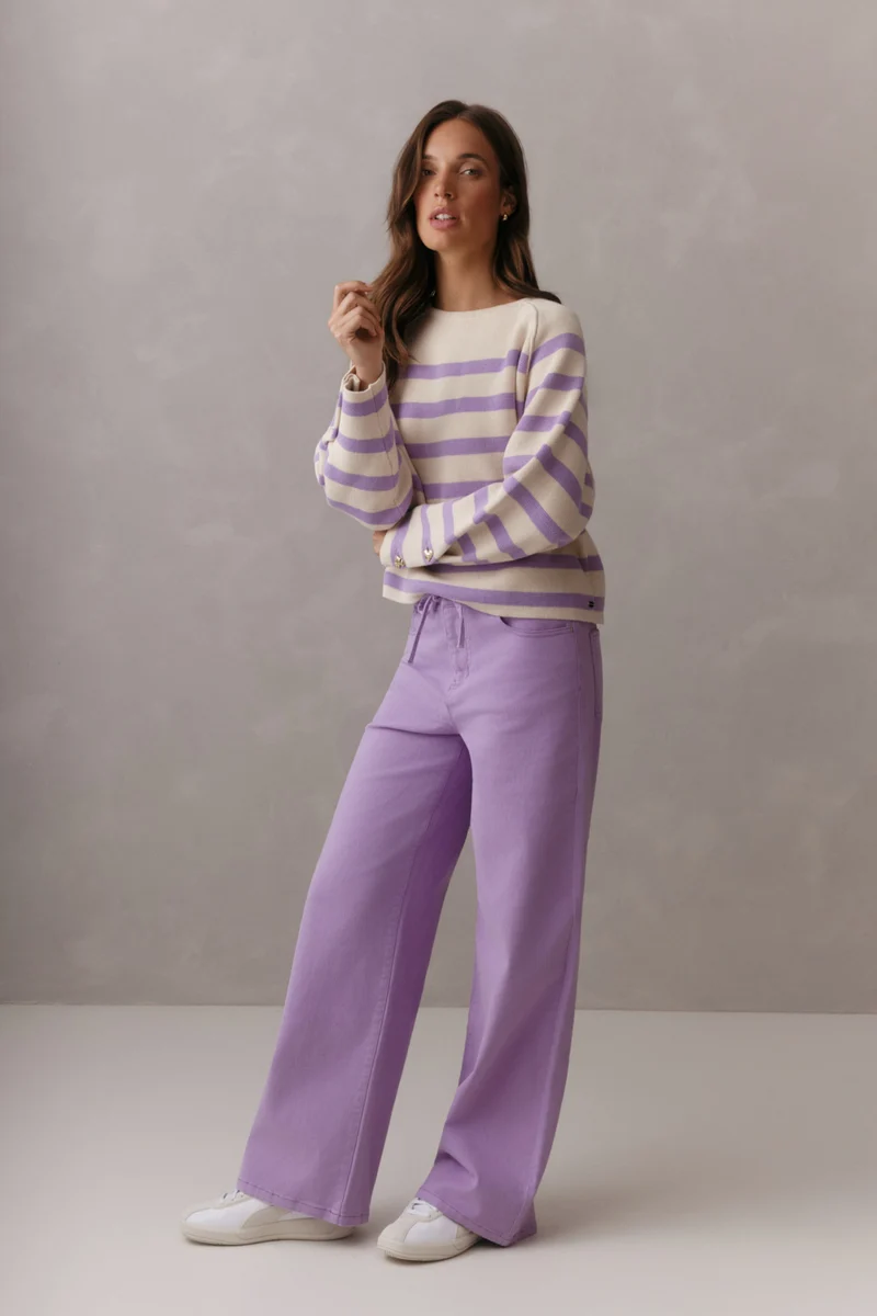 Trui Breton Cream Violet L28-601-3189