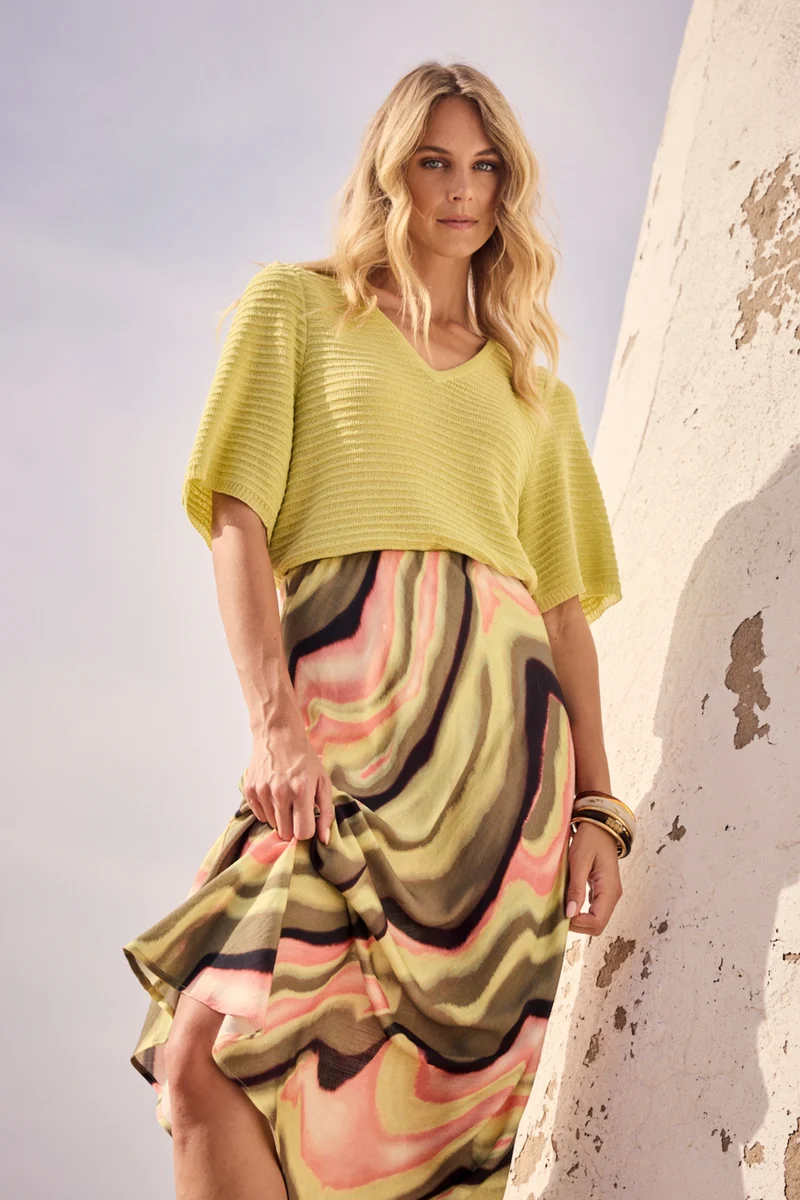 Trui V-Neck Lurex Celery Y06-19-601 2