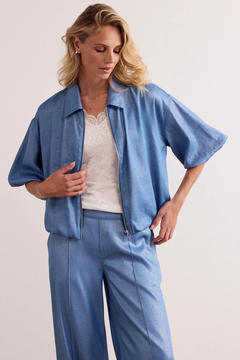 Jacket Balloon Shaped Coated Breezy Blue C08-19-801 2