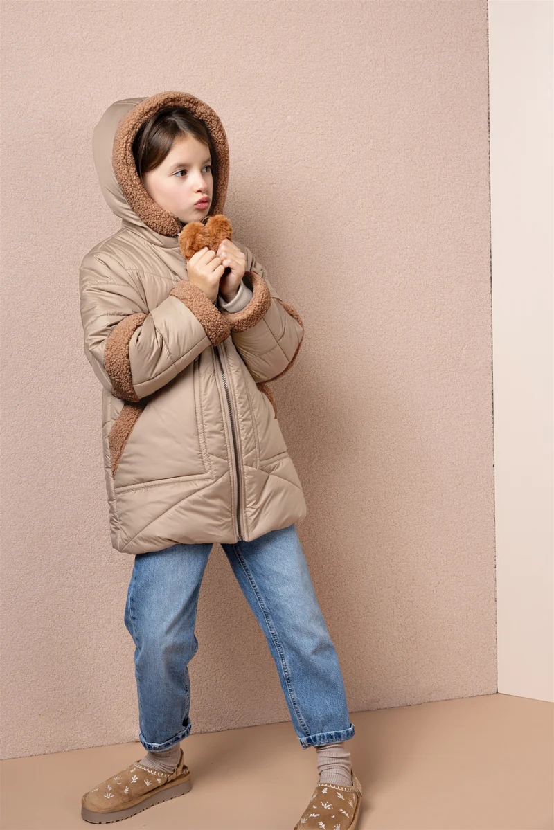 Betty Halflange Winterjas Lichtbruin