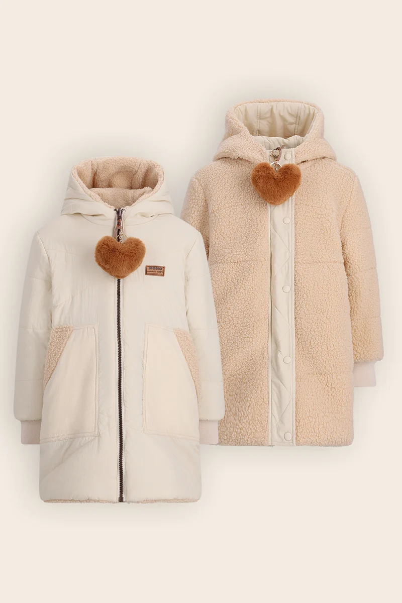Betty Halflange Reversible Winterjas Ivoor Wit