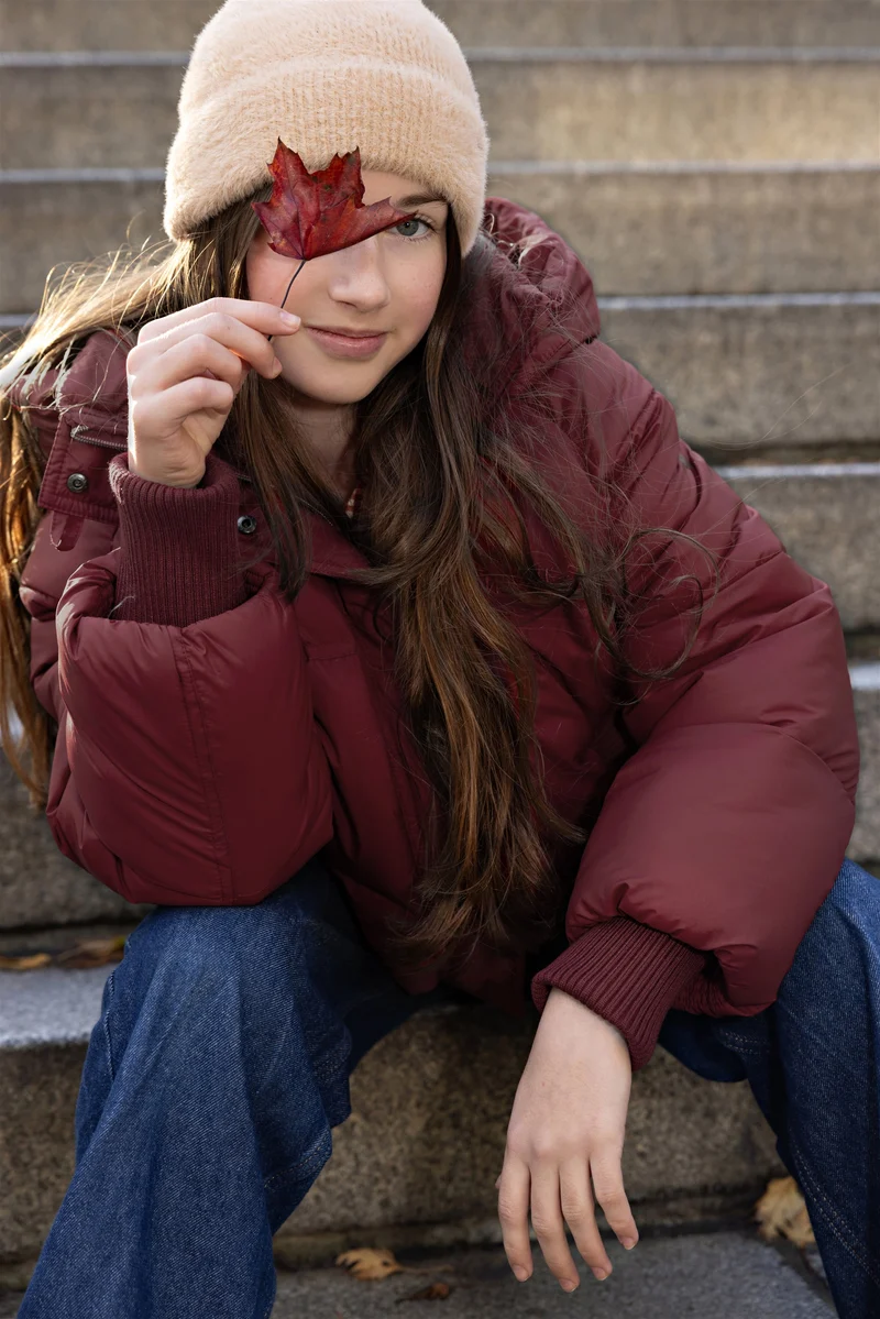 Badeau Wijde Winterjas met Capuchon Bordeaux