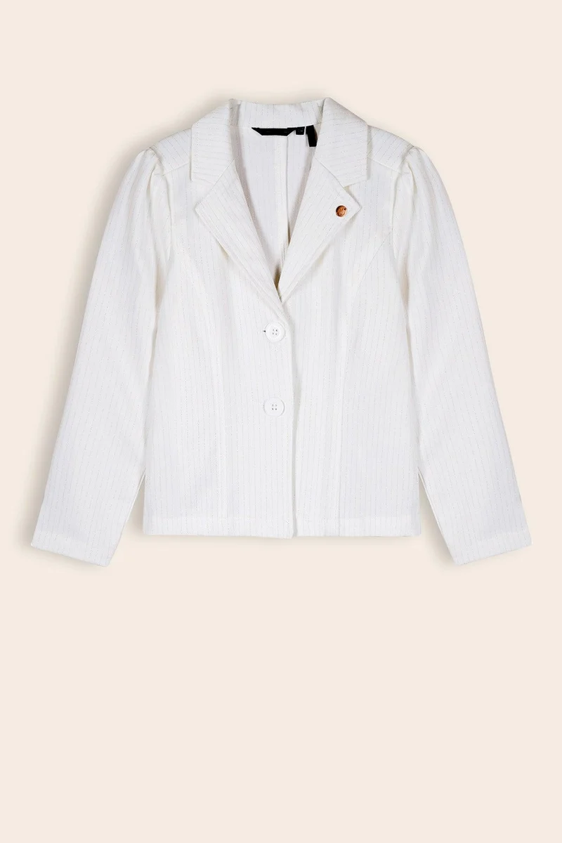 Dip Lurex Krijtstreep Blazer Wit