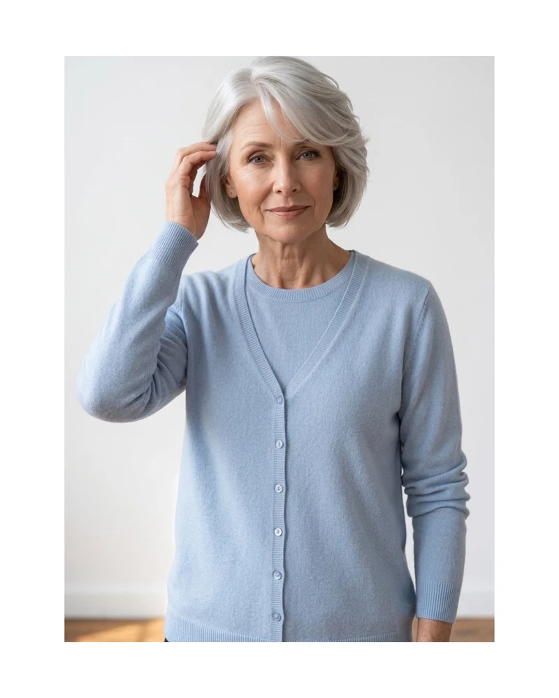 Cashmere Feeling Twinset – Zachte Knitwear in Uni kleur SkyBlue